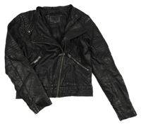 Černá koženková crop bunda 
