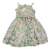 Nové - Světlerůžové bavlněné šaty s listy TU