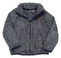 Tmavomodrá melírovaná chlupatá propínací mikina s výšivkou Lupilu