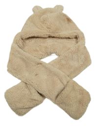 Béžová chlupatá čepice se šálou Mantaray vel.122-140