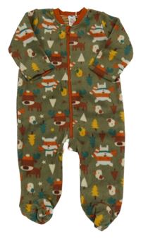 Khaki fleecový overal s obrázky TU