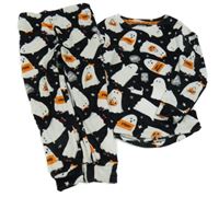 Černé plyšové pyžamo s duchy