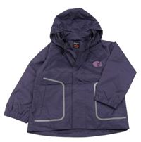 Fialová šusťáková jarní bunda s potiskem a kapucí Name it