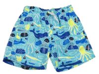 Modré plážové kraťasy s rybami C&A