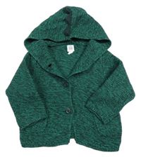 Zelený melírovaný propínací svetr s kapucí GAP