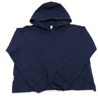 Tmavomodrá crop mikina s kapucí 