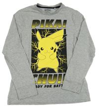 Šedé melírované triko s Pokémonem
