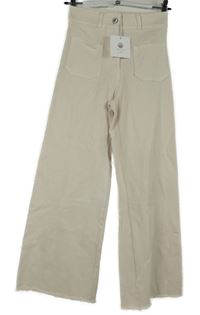 Nové - Dámské pudrové široké roztřepené rifle New Collection