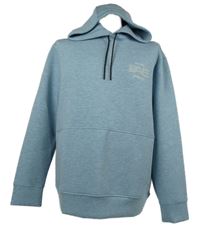 Pánská světlemodo-šedá melírovaná sportovní mikina s logem a kapucí 