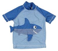 Modro-světlemodré melírované UV tričko se žralokem zn. Next