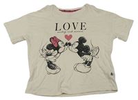 Smetanové oversize tričko s Mickeym a Minnie M&S