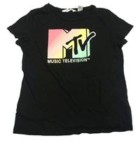 Černé tričko s potiskem - MTV H&M