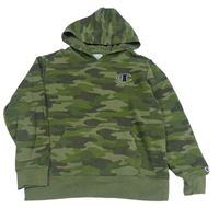 Khaki army mikina s logem a kapucí Champion