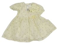 2set - Vanilkové slavnostní šaty s kytičkami + čelenka H&M