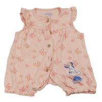 Světlerůžový kraťasový overal s motýly a Minnie Disney