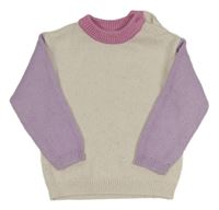 Smetanový svetr s lila rukávy George