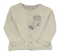 Nové - Bílá propínací mikina s žirafou 