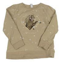 Béžová květovaná mikina s koněm Topolino