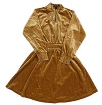 Medové třpytivé sametové žebrované šaty 