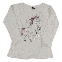 Bílé vzorované triko s jednorožcem Kiki&Koko