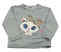 Šedá mikina s kočkou 