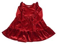 Červené sametové šaty s volánky F&F