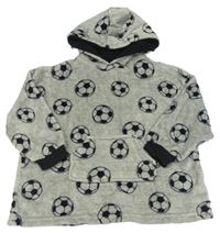 Šedá chlupatá oversize mikina s míči a kapucí Primark