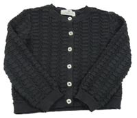 Tmavošedý ažurový propínací crop svetr H&M