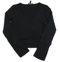 Černé žebrované crop triko New Look