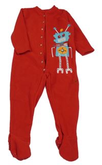 Červený fleecový overal s robotem Miniclub