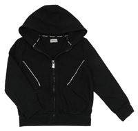 Černá propínací mikina s proužky a kapucí 