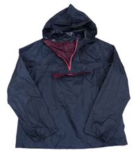 Tmavomodrá nepromokavá bunda s kapucí 