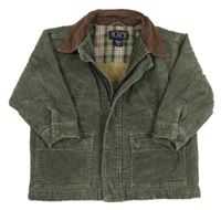 Khakišedá manšestrová zateplená bunda s límečkem PLACE