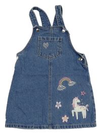 Modré riflové laclové šaty s jednorožci F&F