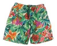 Zeleno-barevné květované plážové kraťasy Primark