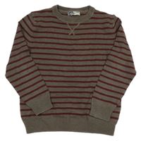 Hnědo-vínový pruhovaný svetr Alive
