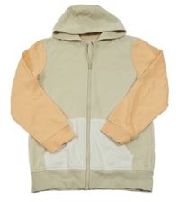 Béžová propínací mikina s meruňkovými rukávy a kapucí George