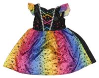 Kostým - Barevno-černé saténové šaty s hvězdičkami a volánky F&F