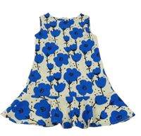 Smetanovo-modré květované šaty 