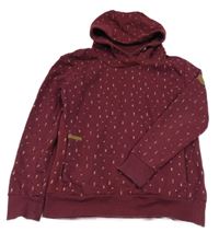 Vínová mikina se srdíčky a kapucí Yigga