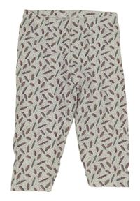 Bilé vzorované capri legíny s peříčky Lupilu