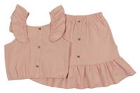 2set - Růžový crop top + sukně Shein