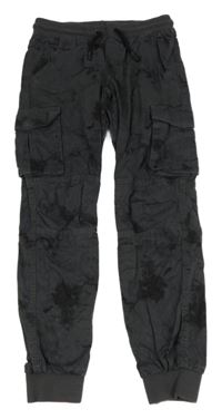 Tmavošedo-černé batikované cargo cuff rifle s úpletovým pasem Chapter young