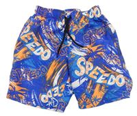 Modro-oranžové plážové kraťasy s nápisy Speedo 