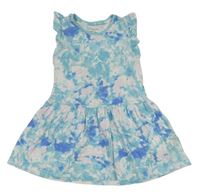 Světlemodro-bílé batikované bavlněné šaty Primark 