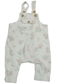 Bílé laclové tepláky s kytičkami Mothercare