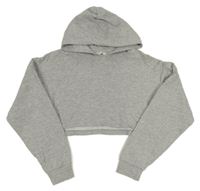 Šedá melírovaná crop mikina s kapucí Matalan 