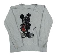 Šedá melírovaná mikina s Mickeym z flitrů Disney 