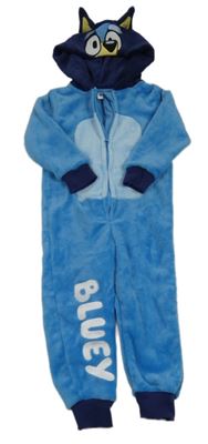 Modro-tmavomodrá chlupatá kombinéza s kapucí - Bluey zn. George
