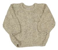 Béžový melírovaný copánkový svetr Zara